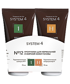 Sim Sensitive System 4 - Программа №12 для нормальной и жирной кожи головы мини 75 мл + 75 мл